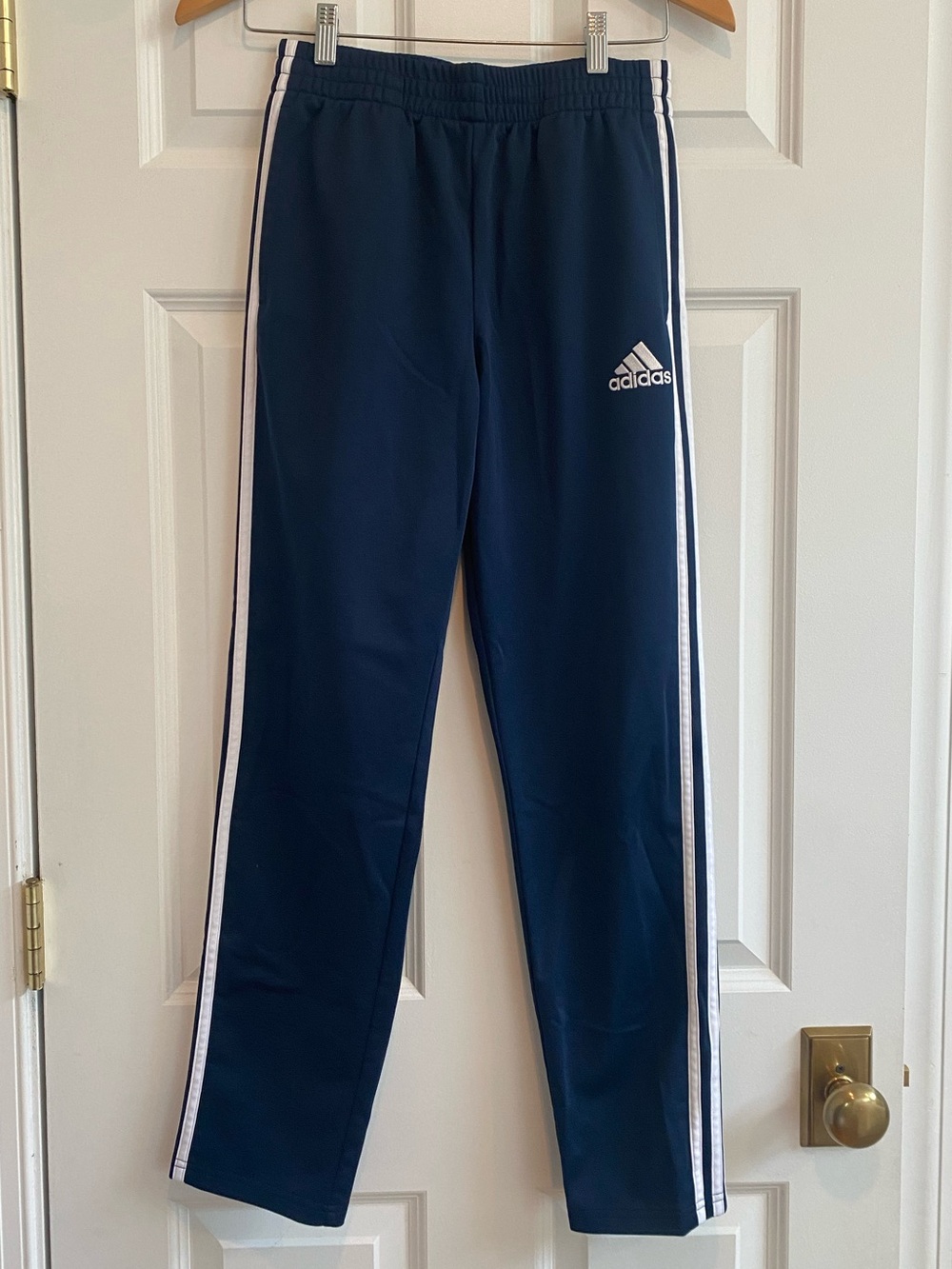 Adidas Kids Navy Blue Track Pants with White Stripes,Sz L (14/16)